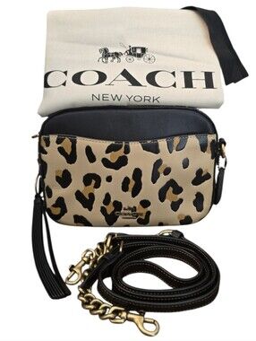 Coach 1941 Studded Leopard Print Camera Crossbody Bag w/ Dustbag In EUC